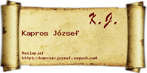 Kapros József névjegykártya